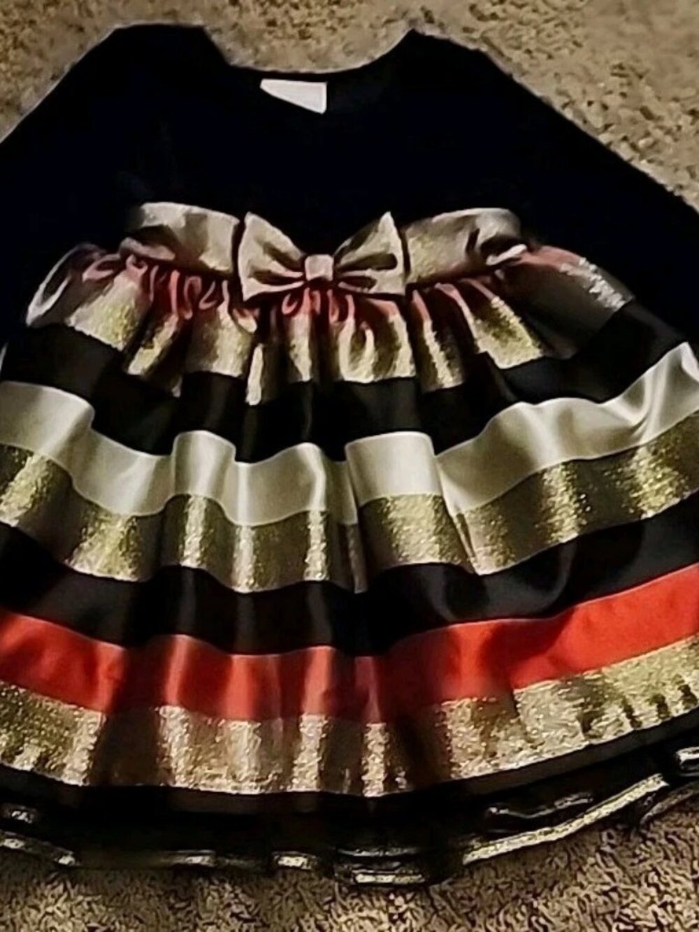 Bonnie Jean Girls Striped Dress Bow Long Sleeve Size 24 Month New With Tags